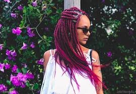 Burgundy Box Braids hairstyles for black woman