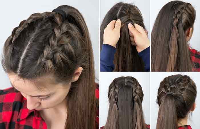 Double Dutch Braided Pony school girl hairstyle