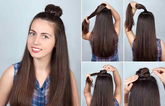 Half Top Knot school girls hairstyle